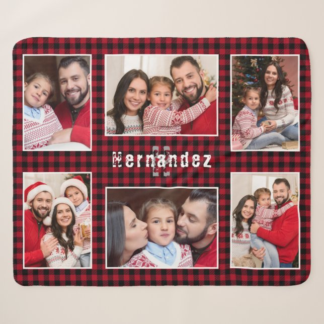 Collage photo de la famille de Plaid Rustic Red Bu (Devant (Horizontal))