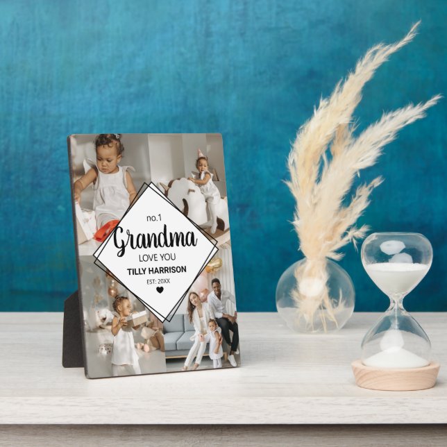Collage photo élégant de 4 | No 1 Plaque grand-mèr (Côté)