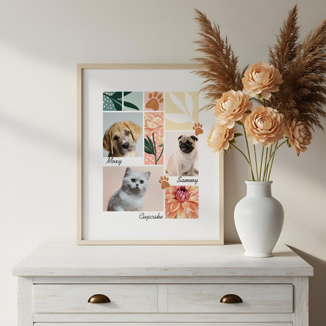 Collage Photo Famille Personnalisée & Animaux de c (Custom Family & Pet Photo Collage Pet Theme)