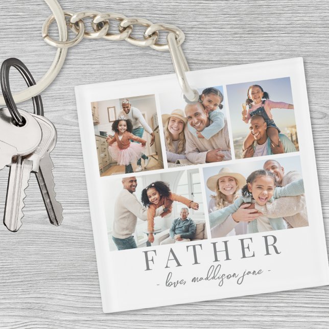 Collage photo fête des pères (Fathers Day Photo Collage Keychain)