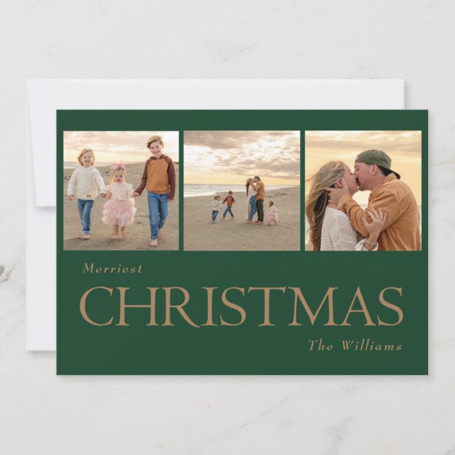 Collage Photo Gold Texte Carte de Noël (Devant)