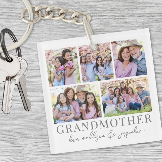 Collage photo grand-mère (Grandmother Photo Collage Keychain)