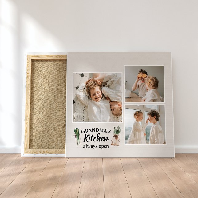 Collage Photo & Grandma Kitchen Is Always Open Canvas Print (Creator Uploaded)