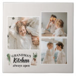 Collage Photo & Grandma Kitchen Is Always Open Tile<br><div class="desc">Looking for the perfect gift for your grandma, or for anyone who loves spending time in the kitchen? Look no further than this unique and customizable product! Featuring a beautiful collage of your favourite photos, this design is sure to capture your memories and make them last. And with the charming...</div>