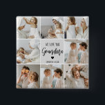 Collage Photo Gray We Love You Grandma Best Gift  2 Inch Square Button<br><div class="desc">"Collage Photo Gray We Love You Grandma Best Gift" is likely a description for a photo frame or display that features a collage of photos in shades of gray with the words "We Love You Grandma" prominently displayed. This would make for a thoughtful and sentimental gift for a grandmother on...</div>