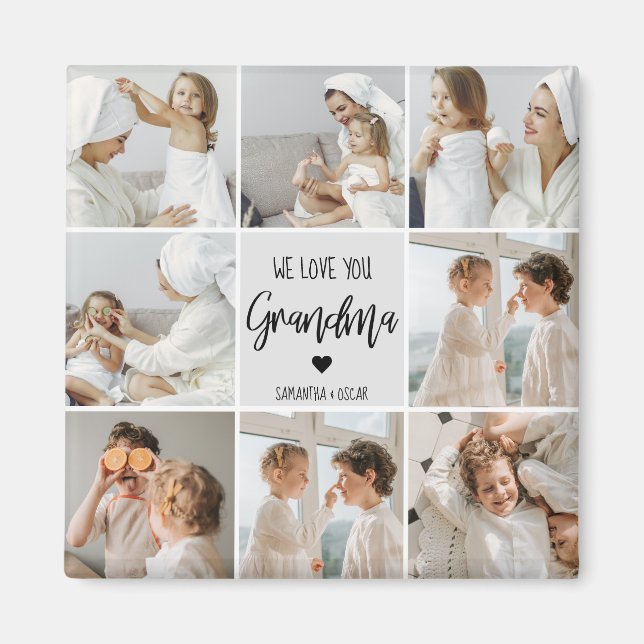Collage Photo Gray We Love You Grandma Best Gift  Magnet (Front)