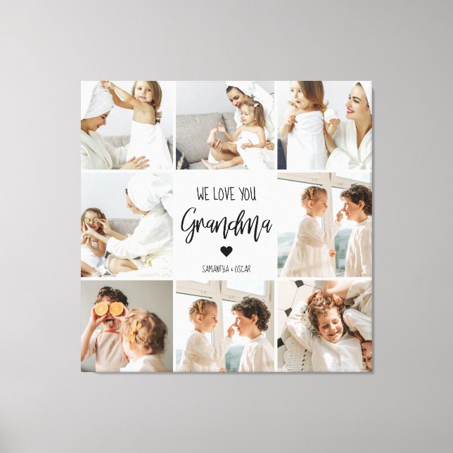 Collage Photo Grey We Love You Grandma Best Gift  Canvas Print (Front)