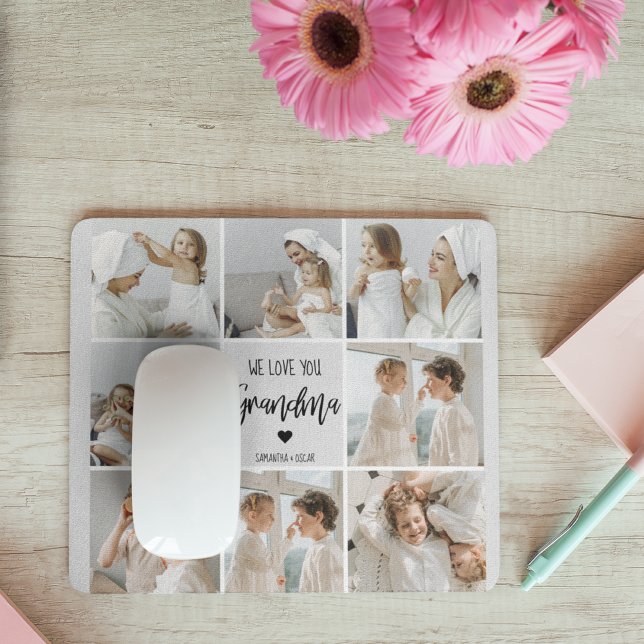 Collage Photo Grey We Love You Grandma Best Gift  Mouse Pad (Creator Uploaded)