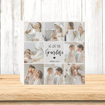 Collage Photo Grey We Love You Grandma Best Gift  Wooden Box Sign<br><div class="desc">"Collage Photo Grey We Love You Grandma Best Gift" is likely a description for a photo frame or display that features a collage of photos in shades of grey with the words "We Love You Grandma" prominently displayed. This would make for a thoughtful and sentimental gift for a grandmother on...</div>