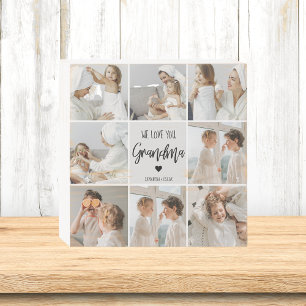 Collage Photo Grey We Love You Grandma Best Gift  Wooden Box Sign