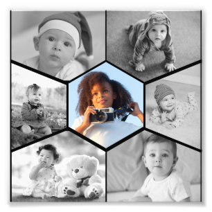 Collage photo Hexagon noir et blanc