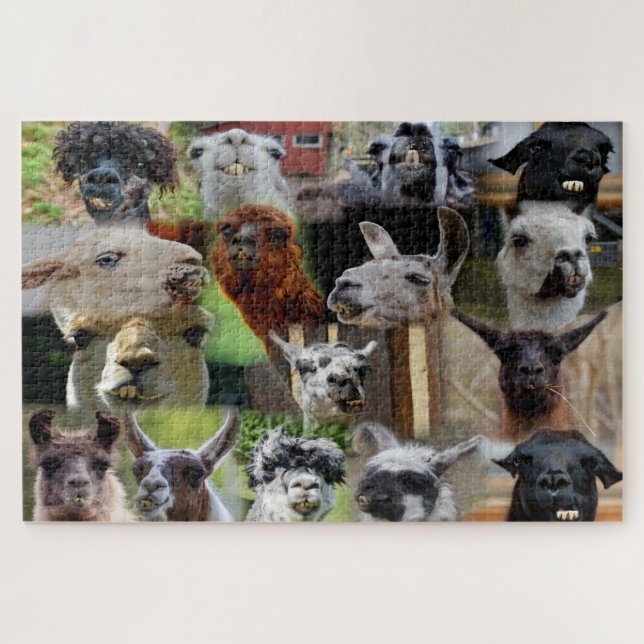 Collage photo Llama laid 16 Photos Puzzle Jigsaw (Horizontal)