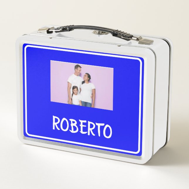 COLLAGE photo Lunchbox BLUE WHITE À Personnaliser (Dos)