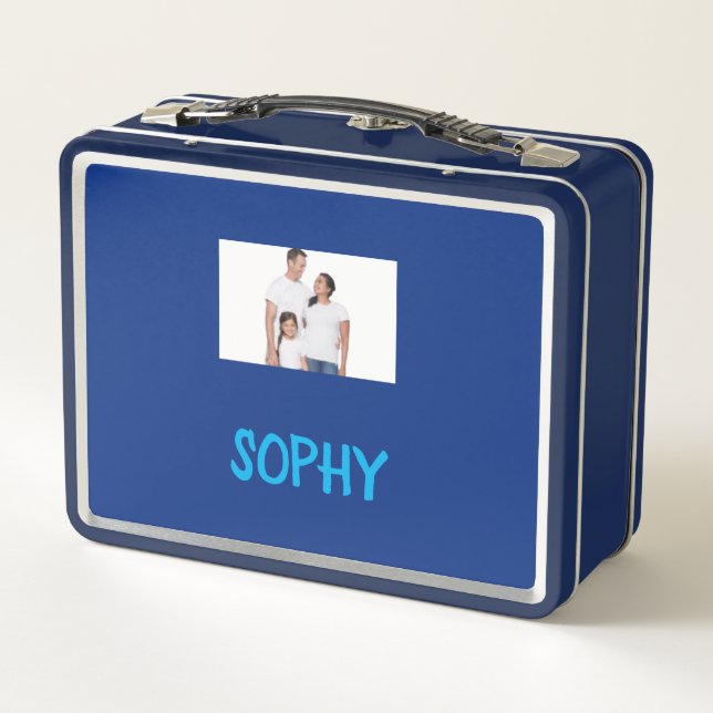 COLLAGE photo Lunchbox BLUE WHITE To Customize (Back)