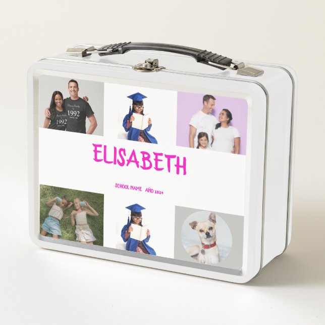 COLLAGE photo Lunchbox PINK , PURPLE To Customize (Front)