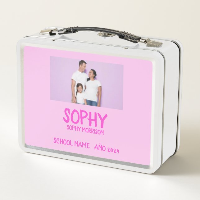 COLLAGE photo Lunchbox pink  , WHITE To Customize  (Back)