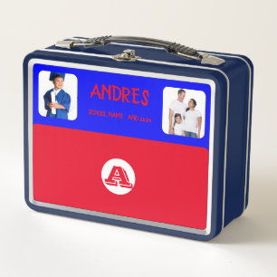 COLLAGE photo Lunchbox RED BLUE To Customize