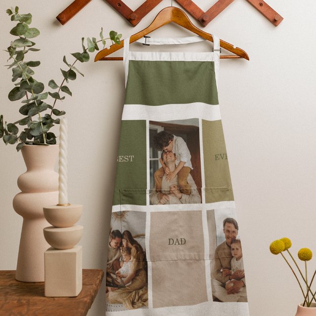 Collage Photo Modern Best Dad Ever Gift Apron (Creator Uploaded)