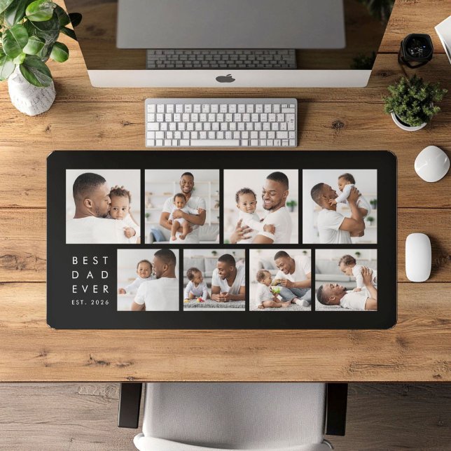 Collage Photo Moderne Meilleur Papa Ever (Modern Photo Collage Best Dad Ever Desk Mat)