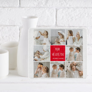 Collage Photo Mom Red We Love You Best Mother Gift Cutting Board