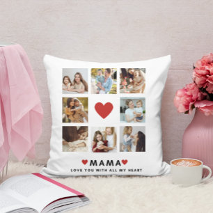 Collage Photo Mom We Love You Best Mother Gift Throw Pillow