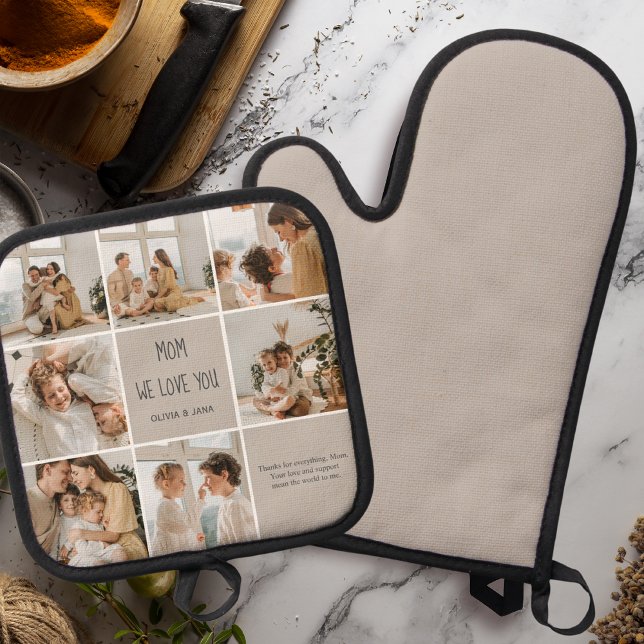 Collage Photo Mom We Love You  Oven Mitt & Pot Holder Set (Creator Uploaded)
