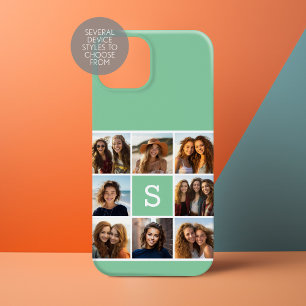 Collage photo monogramme personnalisé vert menthe