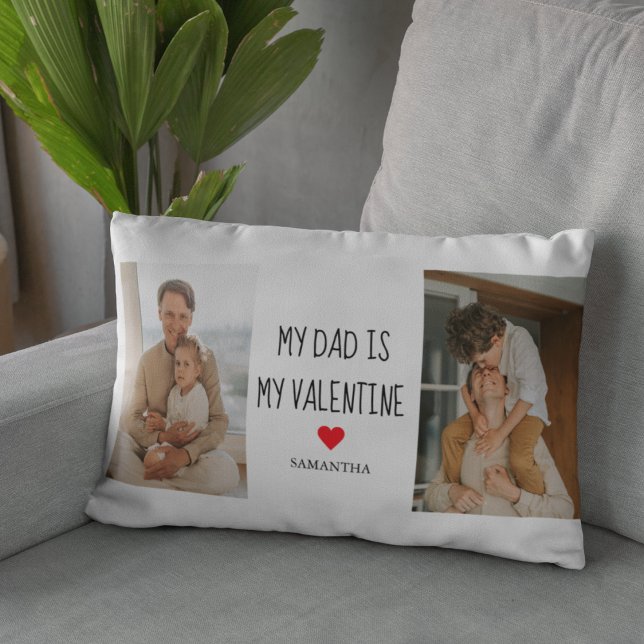 Collage Photo | My Dad Is My Valentine Gift Lumbar Pillow (Creator Uploaded)