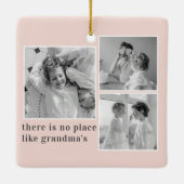 Collage Photo Pastel Pink Best Grandma Gift Ceramic Ornament (Back)
