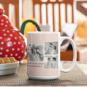 Collage Photo Pastel Pink Best Grandma Gift Coffee Mug