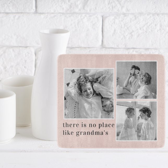 Collage Photo Pastel Pink Best Grandma Gift Cutting Board (Creator Uploaded)