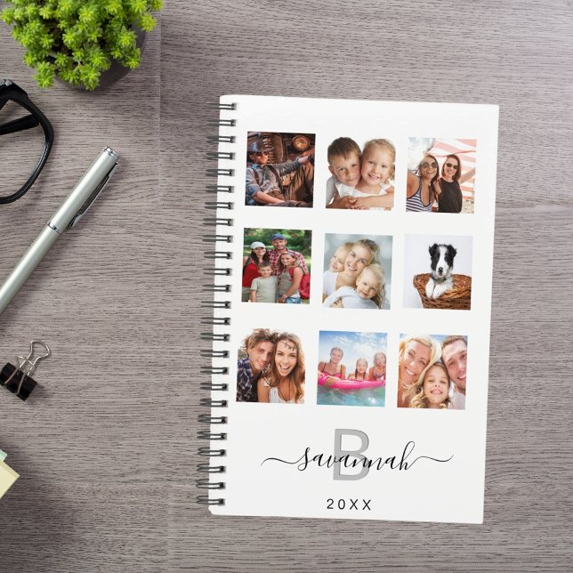 Collage photo personnalisé monogramme blanc modern (Créateur téléchargé)