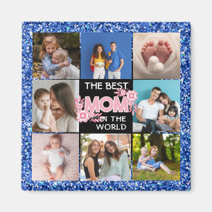 Collage Photo Pink Best Mom In Word uniqe Gift Magnet