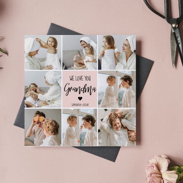 Collage Photo Pink We Love You Grandma Best Gift (Creator Uploaded)