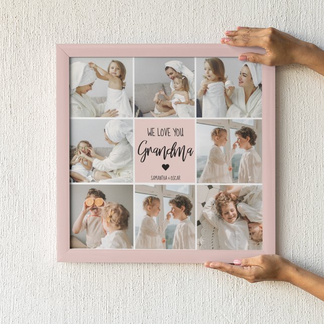 Collage Photo Pink We Love You Grandma Best Gift Poster (Creator Uploaded)