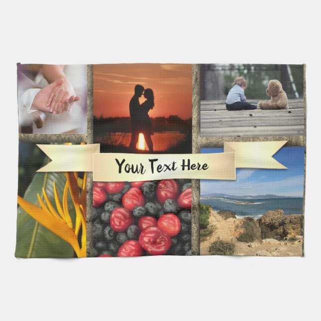 Collage Photo Print Personalised Tea Towel (Horizontal)
