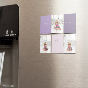 Collage Photo Purple Best Mom Ever Gift Magnet