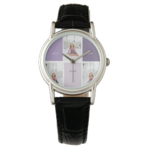Collage Photo Purple Best Mom Ever Gift Watch
