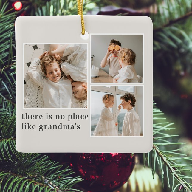 Collage Photo & Quote Best Grandma Gift Ceramic Ornament (Creator Uploaded)