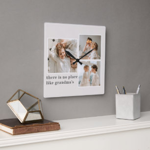 Collage Photo & Quote Best Grandma Gift Square Wall Clock