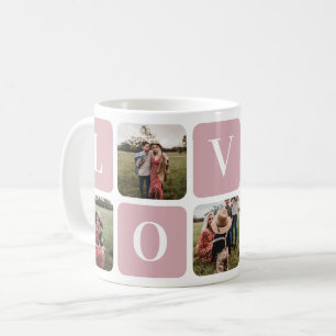 Collage photo rose personnalisé Famille Amour Mug