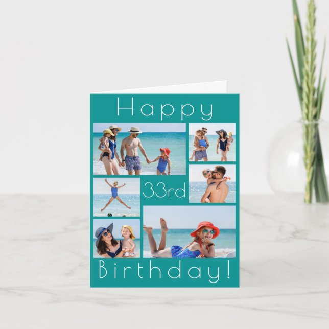 Collage photo turquoise Carte d'anniversaire - Gro (Devant)