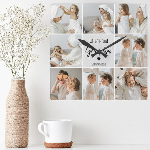 Collage Photo   We Love You Grandpa Gift  Square Wall Clock