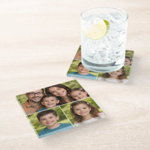 Collage Photos Family Memories  Glass Coaster