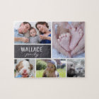 Collage photos with family name, 5 pictures