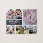 Collage photos with family name, 5 pictures jigsaw puzzle<br><div class="desc">Customize this puzzle with their family photos as a fun gift. Change all the photos and family name.

*Please don't hesitate to contact me if you need any assistance with my design at info@lddesignloft.com</div>