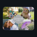 Collage photos with family name multi pictures magnet<br><div class="desc">Customize this magnet card with their family photos. Change all the photos and family name. Send it "just because" or for special greetings over the holidays.

*Please don't hesitate to contact me if you need any assistance with my designs at info@lddesignloft.com</div>