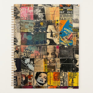 Collage quadrillé de bande dessinée punk rock noir
