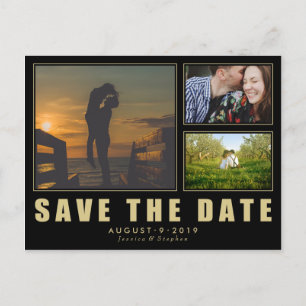 Collage Save The Date 3 Photo Modern Postcard