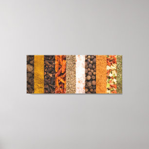 Collage set of spices and food ingredients canvas print